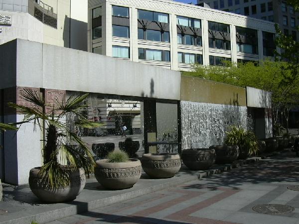 Fountain in Seattle retail area