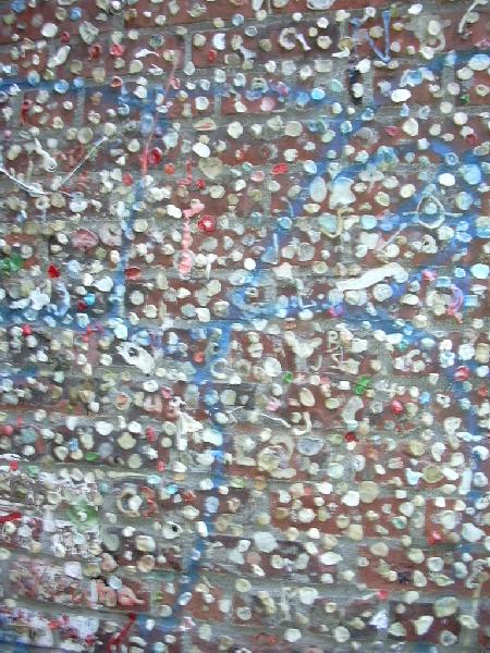 Wall of gum outside movie theater