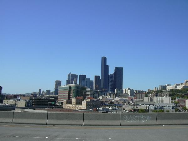 Seattle skyline from the car