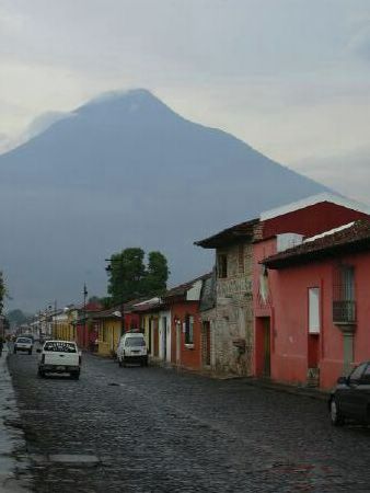 Agua Volcano from a street in Antigua - closer